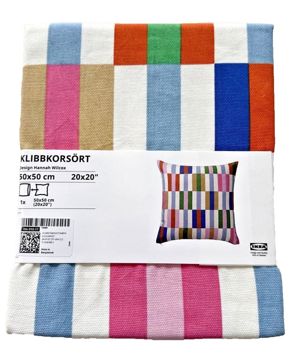 IKEA KLIBBKORSORT Cushion Cover Multicolor Checkered 20x20" - NEW
